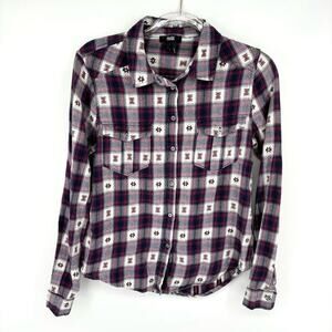 Plaid Button Down Paige Mya Aztec Size Medium Cabincore Outdoor